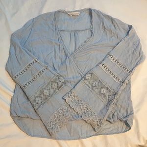 Bohemian dream LOVESTITCH blue blouse size L cottagecore hippie 70s dreamy